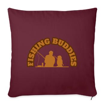 Copains de pêche père avec fille pêche brune - Housse de coussin décorative 45 x 45 cm - bordeaux - Devant