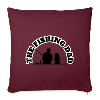 Le Papa Pêcheur Avec Sa Fille Pêche Noir - Housse de coussin décorative 45 x 45 cm - bordeaux - Devant