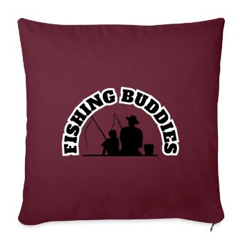 Meilleurs amis Père Avec Fils Pêche Noir - Housse de coussin décorative 45 x 45 cm - bordeaux - Devant