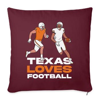 Design de football texan pour les fiers fans du Texas - Housse de coussin décorative 45 x 45 cm - bordeaux - Devant