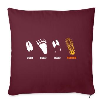 Cerf, ours, sanglier, chasseur, sceau - Housse de coussin décorative 45 x 45 cm - bordeaux - Devant