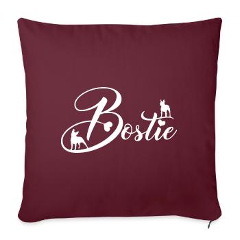 Bostie Boston Terrier avec police décorative - Housse de coussin décorative 45 x 45 cm - bordeaux - Devant