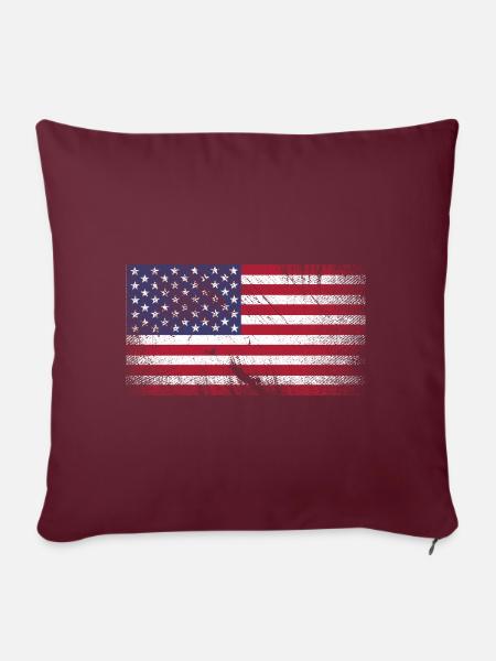 USA Flagge - Vintage Grunge - Sofakissenbezug 45 x 45 cm - Burgunderrot