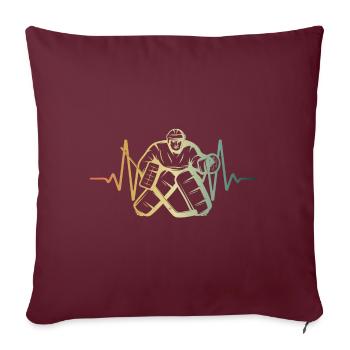 Heartbeat Goalie Hockey sur glace ECG Pulse - Housse de coussin décorative 45 x 45 cm - bordeaux - Devant