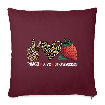 Peace Love Strawberry - Good Time Fruits Heart - Housse de coussin décorative 45 x 45 cm - bordeaux - Devant
