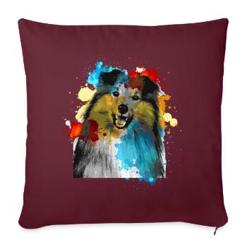 Sheltie couleurs d’eau Coloré - Housse de coussin décorative 45 x 45 cm - bordeaux - Devant
