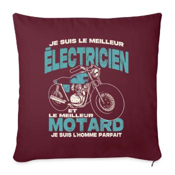 Le meilleur électricien et le meilleur motard - Housse de coussin décorative 45 x 45 cm - bordeaux - Devant