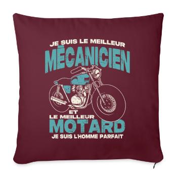 Le meilleur mécanicien et le meilleur motard - Housse de coussin décorative 45 x 45 cm - bordeaux - Devant