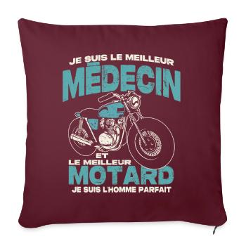 Le meilleur médecin et le meilleur motard - Housse de coussin décorative 45 x 45 cm - bordeaux - Devant