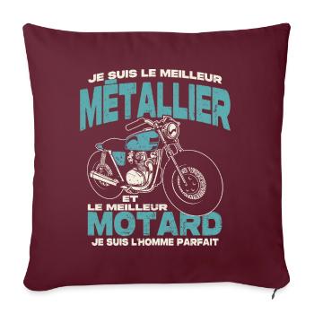 Le meilleur métallier et le meilleur motard - Housse de coussin décorative 45 x 45 cm - bordeaux - Devant