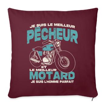 Le meilleur pêcheur et le meilleur motard - Housse de coussin décorative 45 x 45 cm - bordeaux - Devant