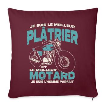 Le meilleur plâtrier et le meilleur motard - Housse de coussin décorative 45 x 45 cm - bordeaux - Devant