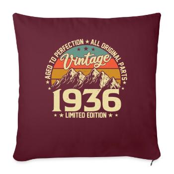 Aged to Perfection 1936 88e anniversaire vintage - Housse de coussin décorative 45 x 45 cm - bordeaux - Devant