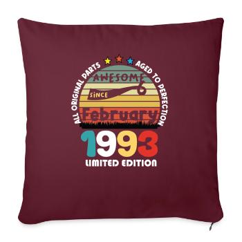 31 Years Old Made In 1993 Vintage February 1993 - Housse de coussin décorative 45 x 45 cm - bordeaux - Devant