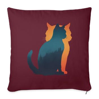 Schattenspiel: Katze im Wald - Sofakissenbezug 45 x 45 cm - Burgunderrot - Vorne