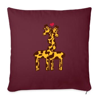 Girafes dans l'amour - Housse de coussin décorative 45 x 45 cm - bordeaux - Devant