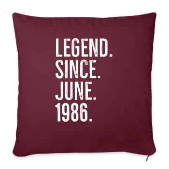 Légende depuis juin 1986 - Housse de coussin décorative 45 x 45 cm - bordeaux - Devant
