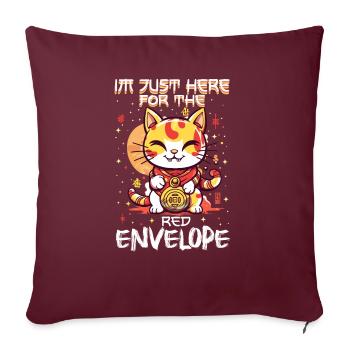 Chat porte-bonheur du Nouvel An chinois juste ici pour le - Housse de coussin décorative 45 x 45 cm - bordeaux - Devant