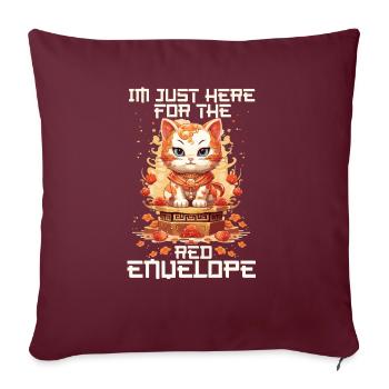 Chat porte-bonheur du Nouvel An chinois juste ici pour le - Housse de coussin décorative 45 x 45 cm - bordeaux - Devant