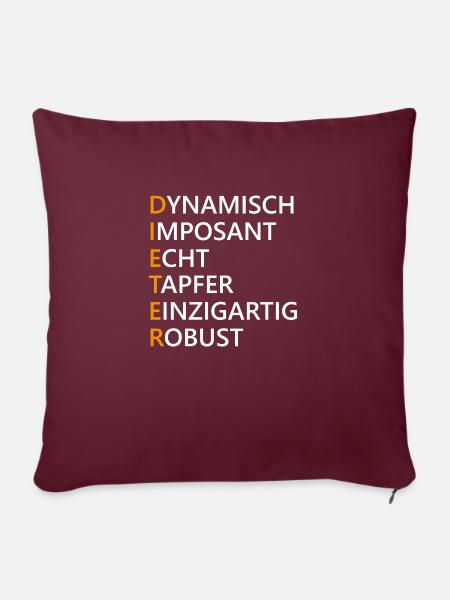 Dieter Name Geschenk - Sofakissenbezug 45 x 45 cm - Burgunderrot