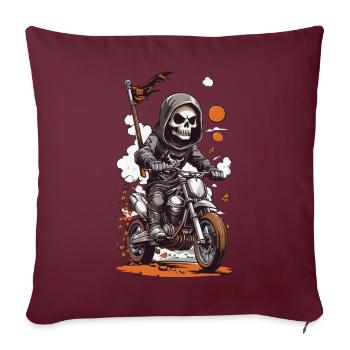 Motocross Skelet Biker Halloween Cartoon Design - Sofakissenbezug 45 x 45 cm - Burgunderrot - Vorne