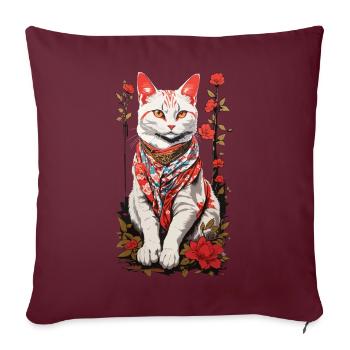 Chat Japonais Chat Mignon Art Chat Design - Housse de coussin décorative 45 x 45 cm - bordeaux - Devant