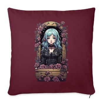 Kawaii Anime Goth Girl Vintage Design - Housse de coussin décorative 45 x 45 cm - bordeaux - Devant