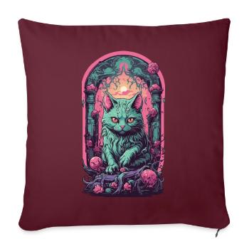 Chat gothique sombre Halloween esthétique chats - Housse de coussin décorative 45 x 45 cm - bordeaux - Devant