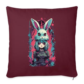 Gothic Anime Girl Halloween Hasen Kostüm Aesthetic - Sofakissenbezug 45 x 45 cm - Burgunderrot - Vorne