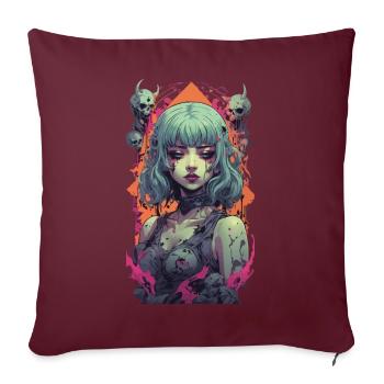 Fille gothique esthétique occulte Vaporwave Design - Housse de coussin décorative 45 x 45 cm - bordeaux - Devant