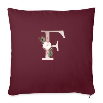 Monogramme F Floral Personnalisable - Housse de coussin décorative 45 x 45 cm - bordeaux - Devant