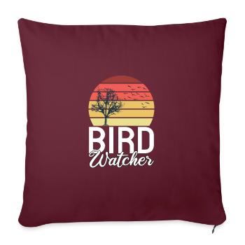 Retro Vintage Birdwatcher Birdwatching Nerd - Sofakissenbezug 45 x 45 cm - Burgunderrot - Vorne