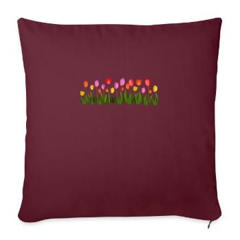 Fleur de printemps tulipes - Housse de coussin décorative 45 x 45 cm - bordeaux - Devant