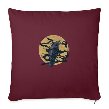 Black Crow Raven Bird - Sofakissenbezug 45 x 45 cm - Burgunderrot - Vorne