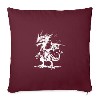 Cool petit dragon vintage avec des ailes - Housse de coussin décorative 45 x 45 cm - bordeaux - Devant