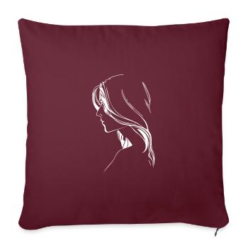Porträt Frau Tattoo mit stylish langen Haaren - Sofakissenbezug 45 x 45 cm - Burgunderrot - Vorne
