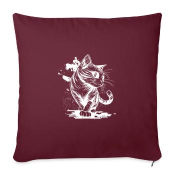 Chat mignon avec des pattes dans le style tatouage - Housse de coussin décorative 45 x 45 cm - bordeaux - Devant