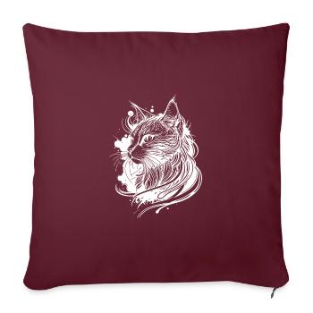 Chat de l’espace mignon dans le style de tatouage - Housse de coussin décorative 45 x 45 cm - bordeaux - Devant