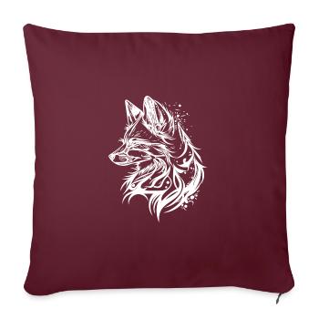 Eleganter Fuchs in Tribal Tattoo Tinte - Sofakissenbezug 45 x 45 cm - Burgunderrot - Vorne