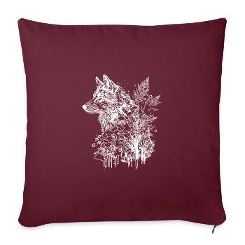 Vintage Wolf Head Portrait Nature Ink Tattoo Style - Housse de coussin décorative 45 x 45 cm - bordeaux - Devant