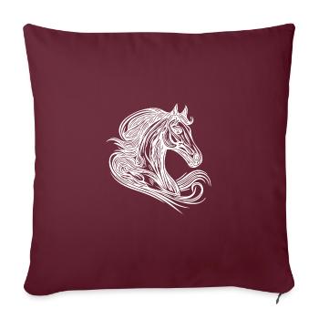 Hengst Porträt mit eleganter Mähne im Wind - Sofakissenbezug 45 x 45 cm - Burgunderrot - Vorne
