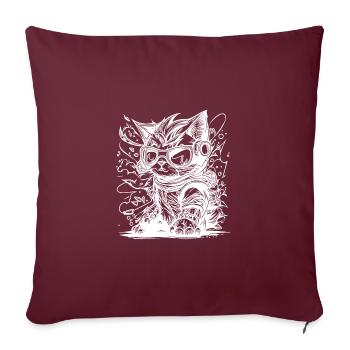 Little Cool Space Cat Splash Style de tatouage - Housse de coussin décorative 45 x 45 cm - bordeaux - Devant