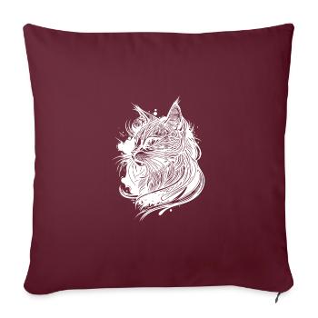 Mignon petit espace chat domestique dans le style tatouage - Housse de coussin décorative 45 x 45 cm - bordeaux - Devant