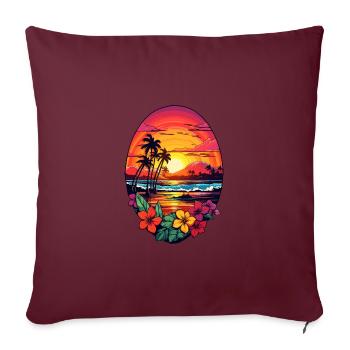 palmiers hawaï surf océan planche de surf design - Housse de coussin décorative 45 x 45 cm - bordeaux - Devant