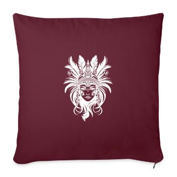 Femmes Masque Visage Plumes Coiffe Plumes - Housse de coussin décorative 45 x 45 cm - bordeaux - Devant