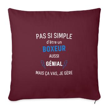 Boxeur Génial - Housse de coussin décorative 45 x 45 cm - bordeaux - Devant