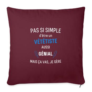 Vététiste Génial - Housse de coussin décorative 45 x 45 cm - bordeaux - Devant