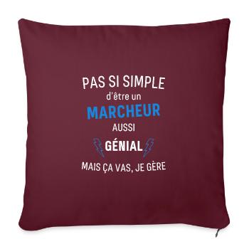 T-shirt Marcheur Génial - Housse de coussin décorative 45 x 45 cm - bordeaux - Devant