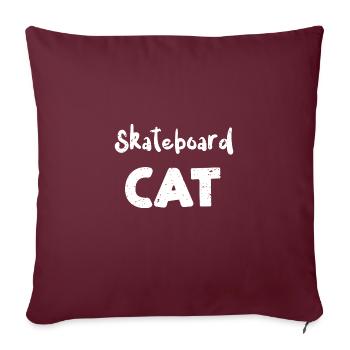 Skateboard Cat - Chats - Housse de coussin décorative 45 x 45 cm - bordeaux - Devant