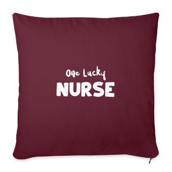 Une infirmière chanceuse - Infirmière - Housse de coussin décorative 45 x 45 cm - bordeaux - Devant